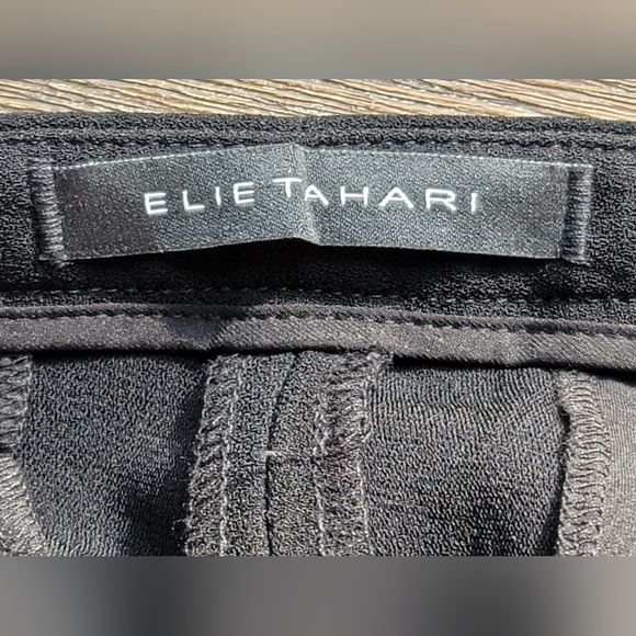 Elie Tahari Black Straight Leg Pants with Lace Detail - Picture 8 of 10